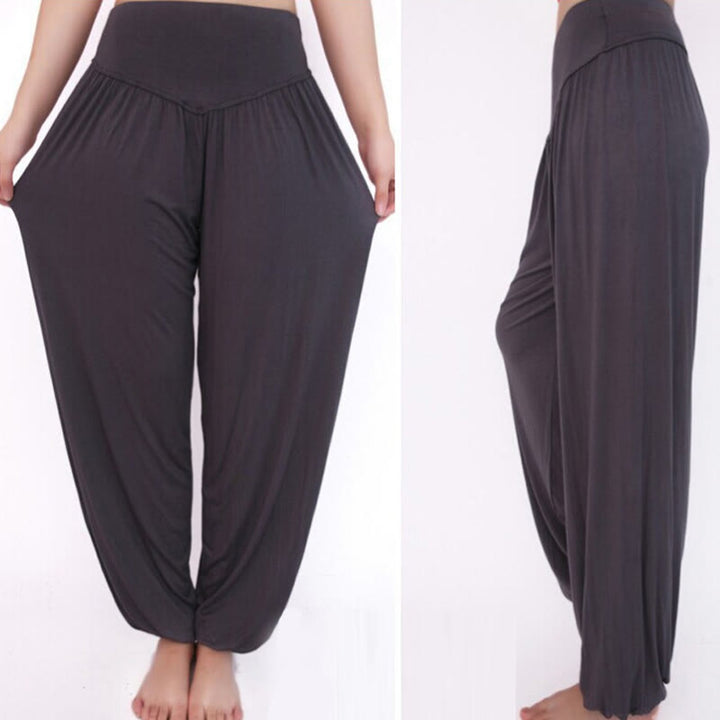 Buddha Stones Solid Color Modal Yoga Dance Long Harem Pants - image 24
