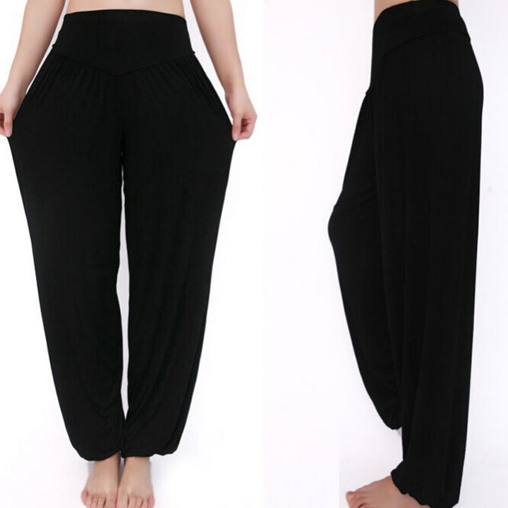 Buddha Stones Solid Color Modal Yoga Dance Long Harem Pants - image 34