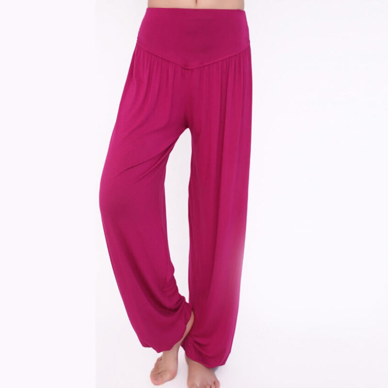 Buddha Stones Solid Color Modal Yoga Dance Long Harem Pants - image 53