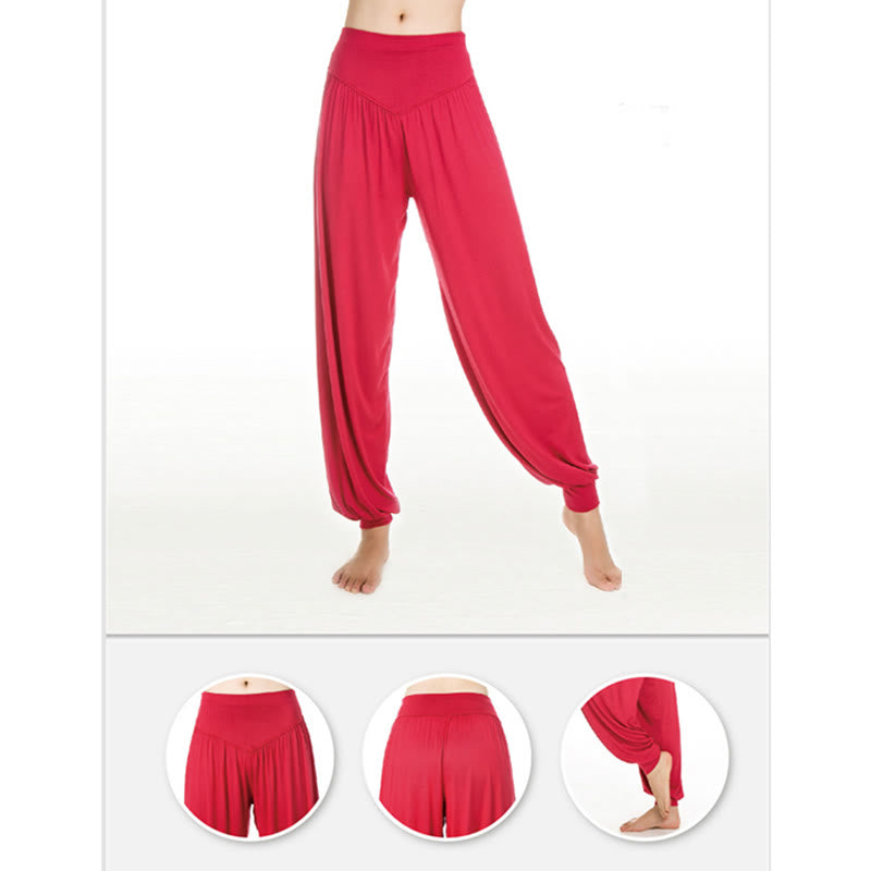 Buddha Stones Solid Color Modal Yoga Dance Long Harem Pants - image 7
