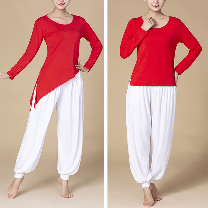 Buddha Stones Solid Color Modal Yoga Dance High Waist Harem Pants With Pockets - image 3