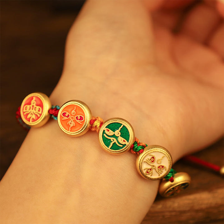 Buddha Stones Tibetan Five God Of Wealth Colorful Rope Braided Luck Bracelet - image 6