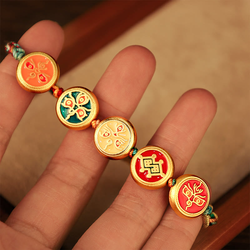 Buddha Stones Tibetan Five God Of Wealth Colorful Rope Braided Luck Bracelet - image 7