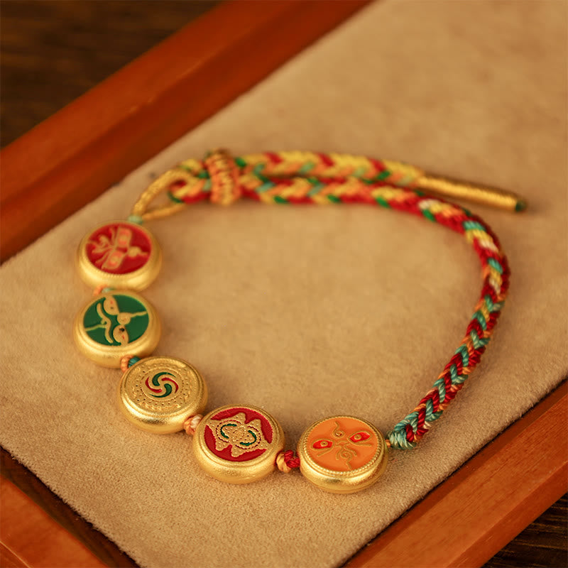 Buddha Stones Tibetan Five God Of Wealth Colorful Rope Braided Luck Bracelet - image 10