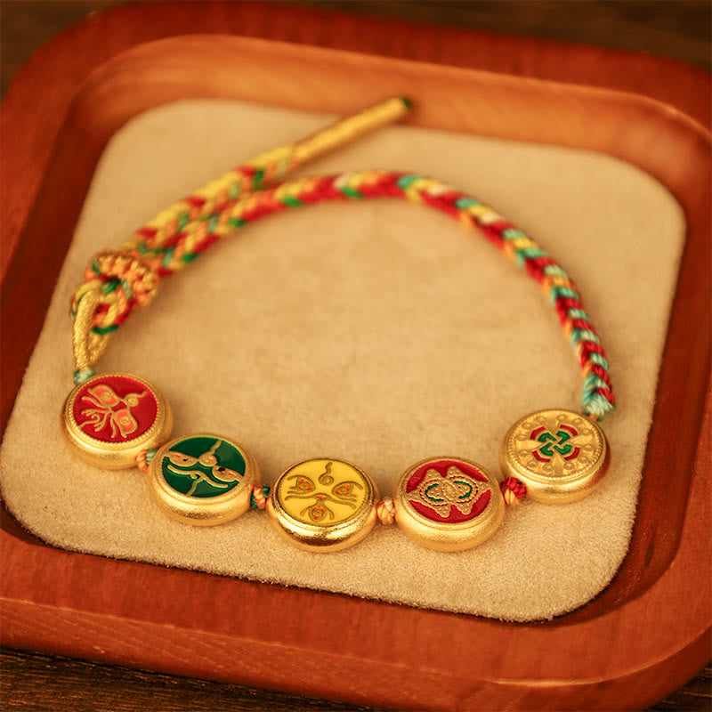 Buddha Stones Tibetan Five God Of Wealth Colorful Rope Braided Luck Bracelet - image 11