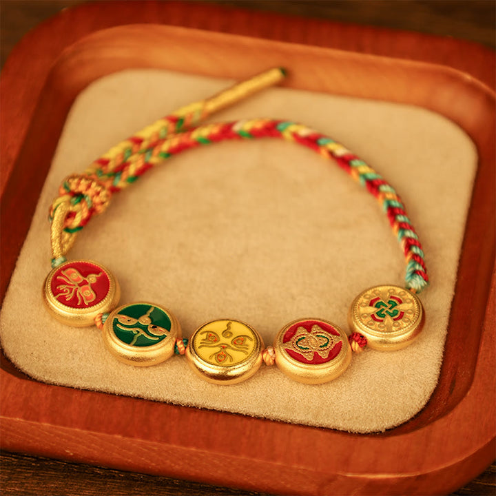 Buddha Stones Tibetan Five God Of Wealth Colorful Rope Braided Luck Bracelet - image 11