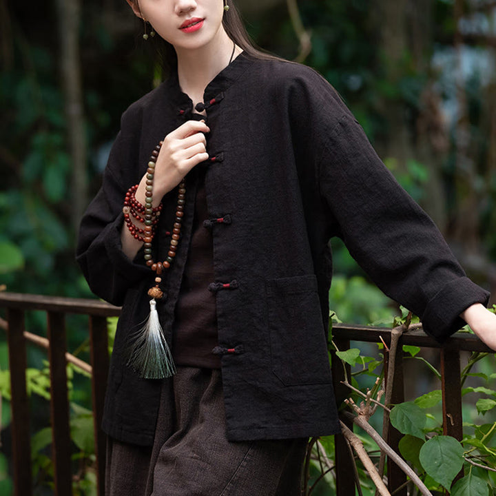 Buddha Stones Frog-Button Shirt Zen Meditation Top Clothing Cotton Linen Jacket - image 11