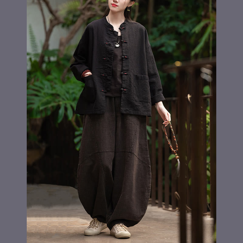 Buddha Stones Frog-Button Shirt Zen Meditation Top Clothing Cotton Linen Jacket - image 19