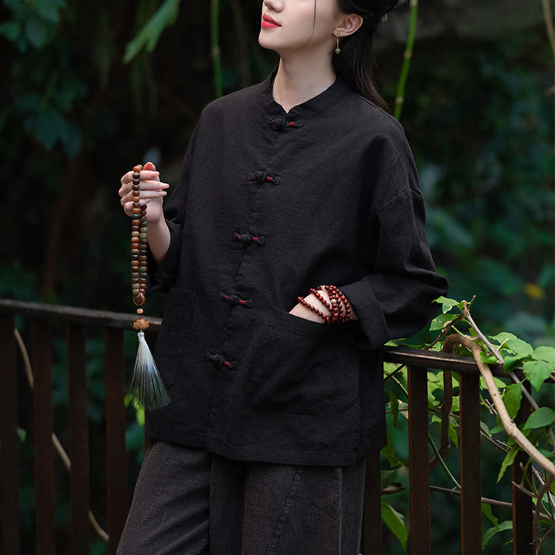 Buddha Stones Frog-Button Shirt Zen Meditation Top Clothing Cotton Linen Jacket - image 14