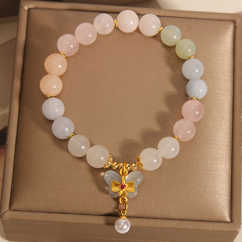 Buddha Stones Natural Morganite Confidence Butterfly Charm Bracelet - image 4
