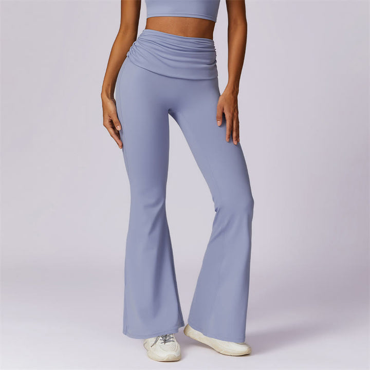 Buddha Stones Sleeveless Backless Strap Tank Top Bra Flared Pants Sports Fitness Yoga - Blue - Pants - US8-10,UK/AU12-14,EU40-42 (XL) - image 18
