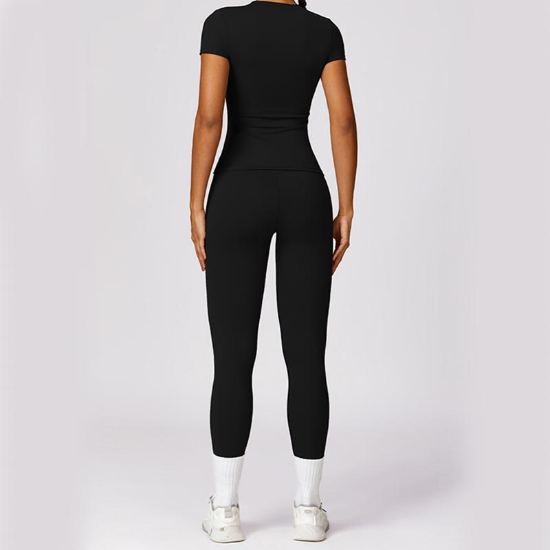 Buddha Stones Women Short Sleeve T-Shirt Top High Waist Leggings Pants For Sports Yoga - image 6