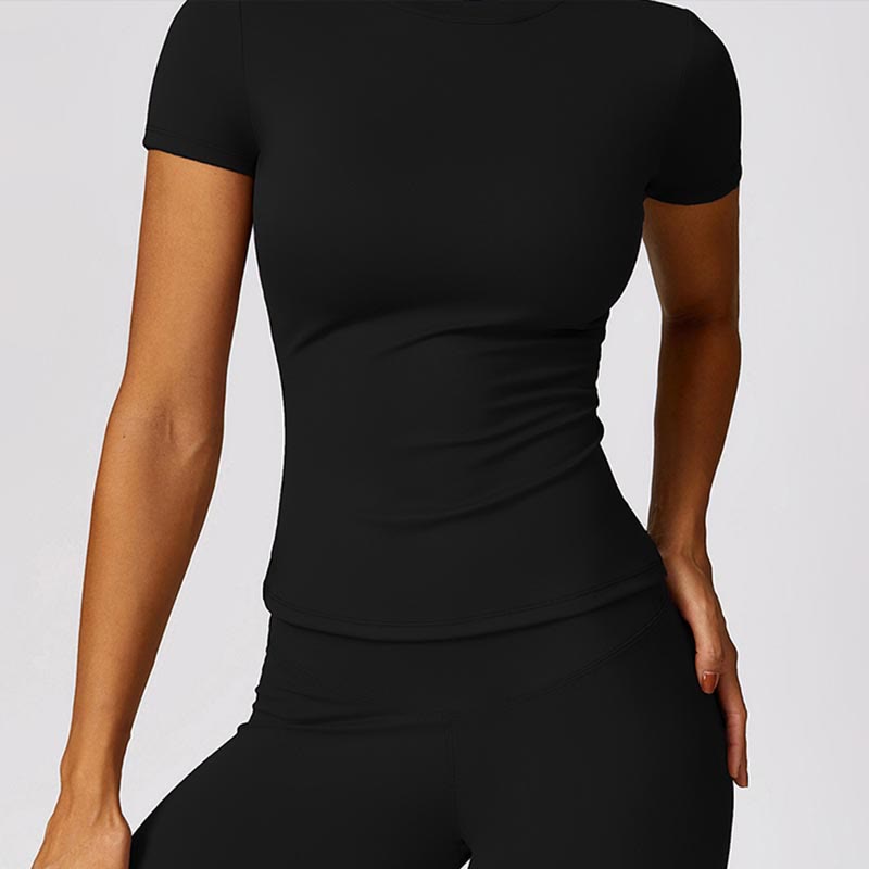 Buddha Stones Women Short Sleeve T-Shirt Top High Waist Leggings Pants For Sports Yoga - image 2