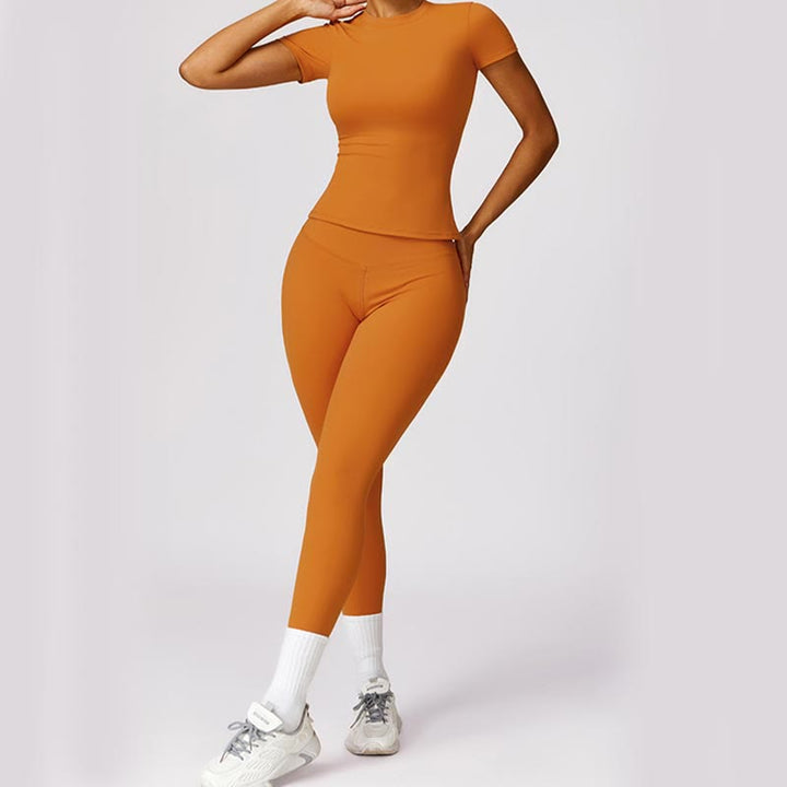 Buddha Stones Women Short Sleeve T-Shirt Top High Waist Leggings Pants For Sports Yoga - image 19