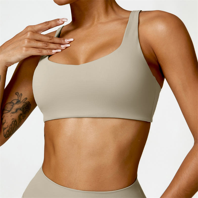 Buddha Stones Gym Sports Yoga Backless Bra Crop Tank Top Shorts - Brown - Top - US6,UK/AU10,EU38 (XL) - image 48