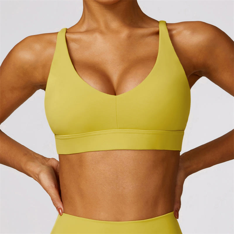 Buddha Stones Gym Sports Yoga Backless Bra Crop Tank Top Breathable Shorts - Yellow - Top - US8-10,UK/AU12-14,EU40-42 (XL) - image 38