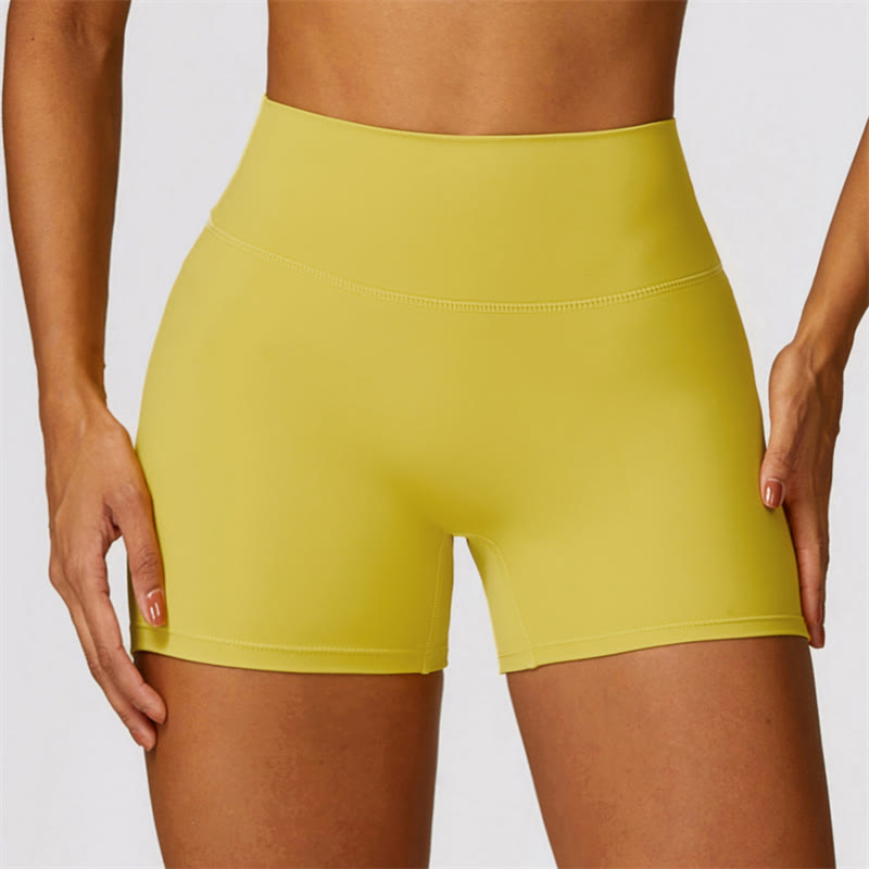 Buddha Stones Gym Sports Yoga Backless Bra Crop Tank Top Breathable Shorts - Yellow - Shorts - US8-10,UK/AU12-14,EU40-42 (XL) - image 42
