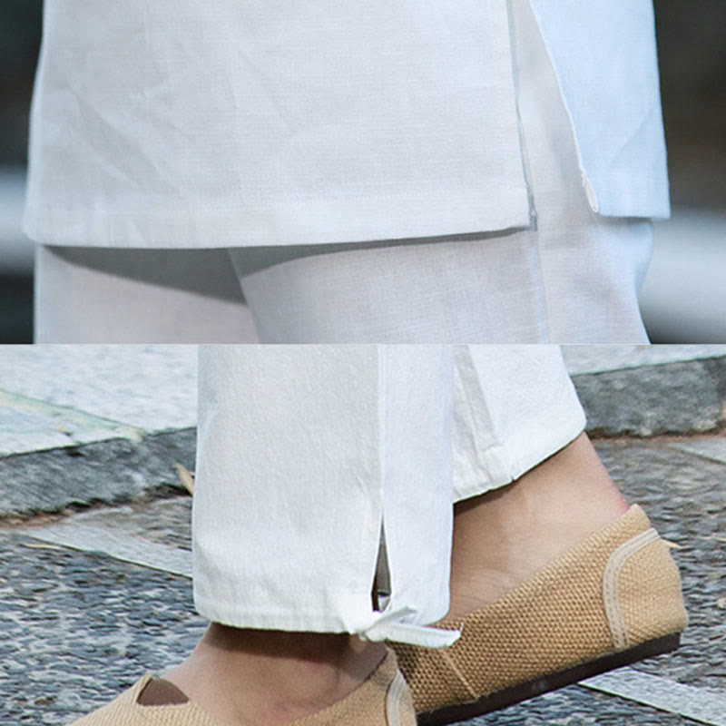 Buddha Stones 2Pcs Half Sleeve Shirt Top Pants Meditation Zen Tai Chi Cotton Linen Clothing Women's Set - image 16