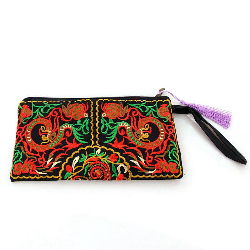 Buddha Stones Dragon Butterfly Cosmos Flower Embroidery Wallet Shopping Purse - image 6