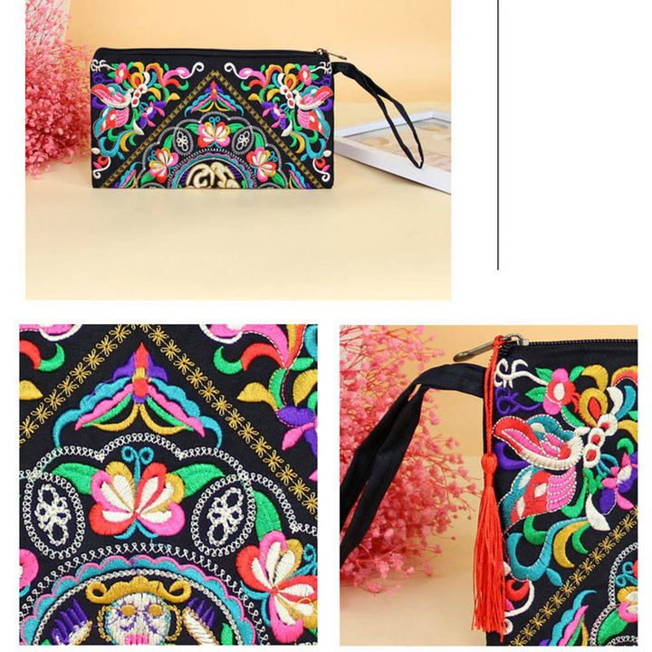 Buddha Stones Dragon Butterfly Cosmos Flower Embroidery Wallet Shopping Purse - image 13