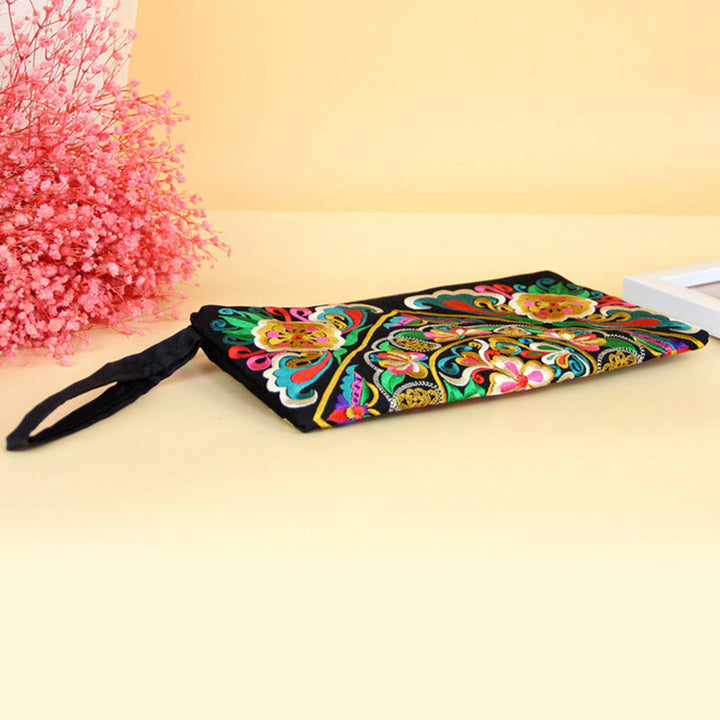 Buddha Stones Dragon Butterfly Cosmos Flower Embroidery Wallet Shopping Purse - image 21