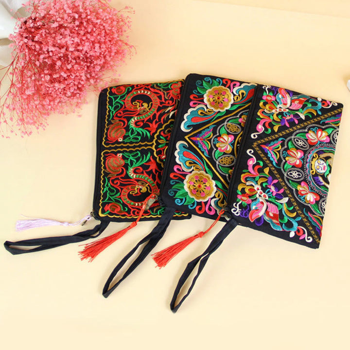 Buddha Stones Dragon Butterfly Cosmos Flower Embroidery Wallet Shopping Purse - image 30
