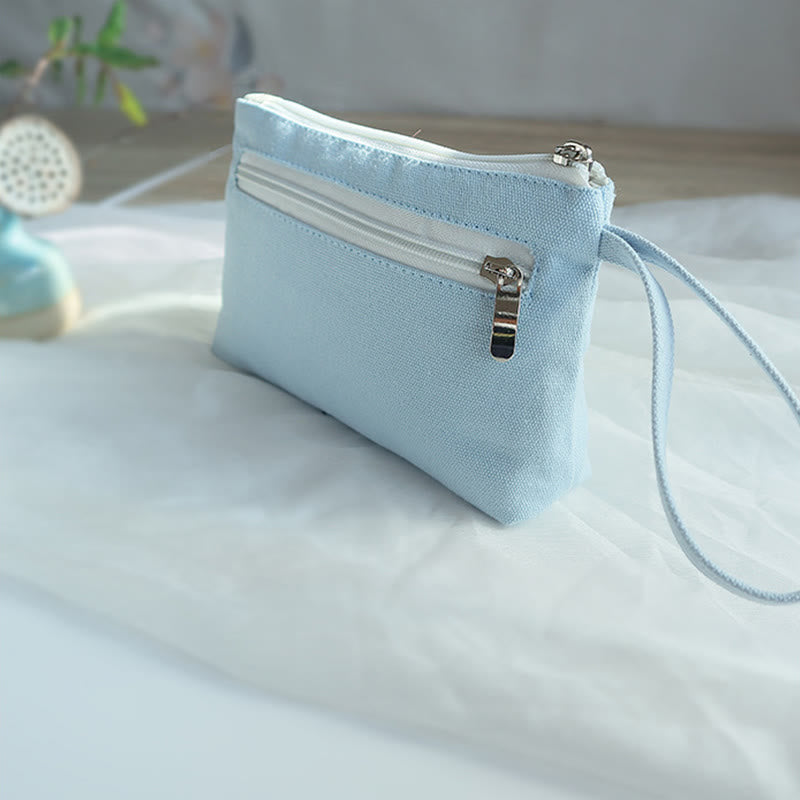 Buddha Stones Small Flower Plum Cherry Crane Peach Blossom Embroidery Canvas Wallet Shopping Purse - image 11