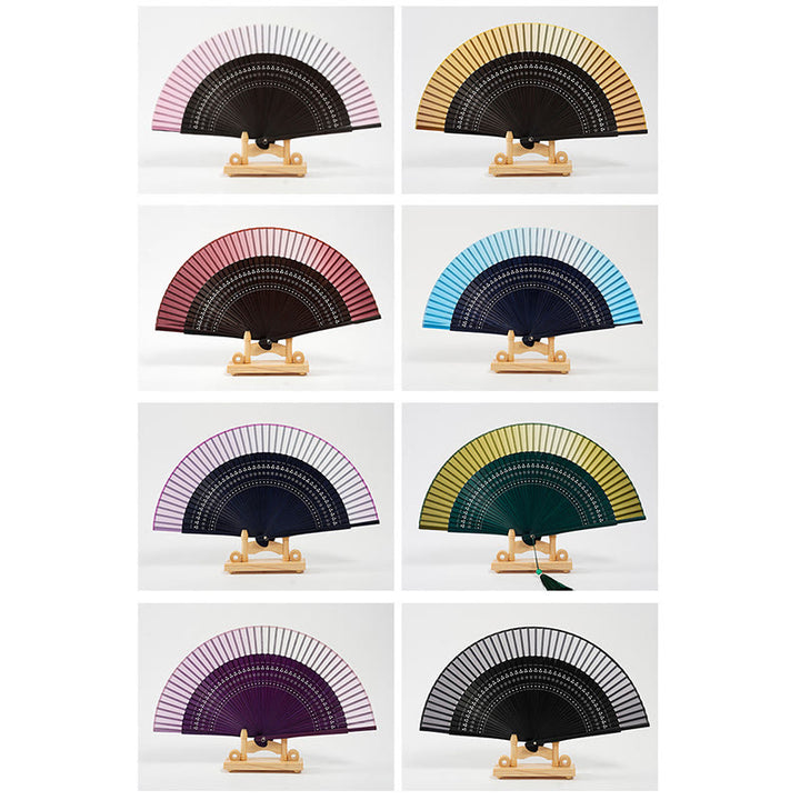 Buddha Stones Gradient Color Hollow Engraved Handheld Bamboo Folding Fan - image 16