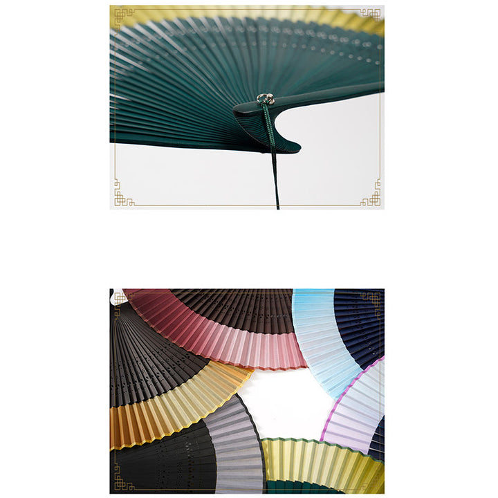 Buddha Stones Gradient Color Hollow Engraved Handheld Bamboo Folding Fan - image 7