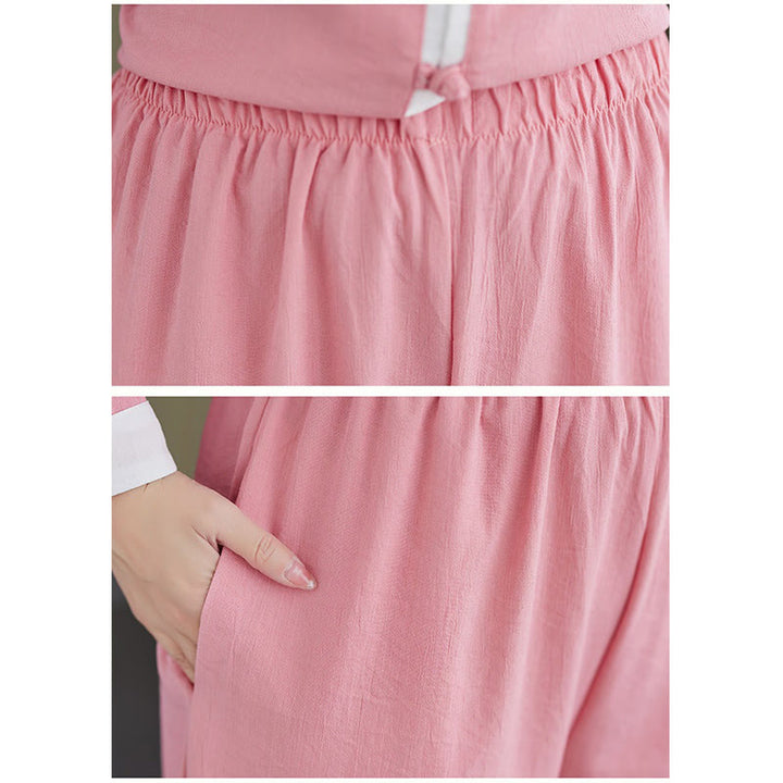 Buddha Stones 2Pcs Vintage Long Sleeve Shirt Top Pants Meditation Zen Tai Chi Cotton Linen Clothing Women's Set - image 9