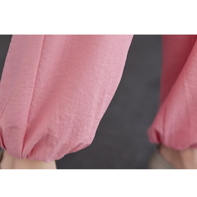 Buddha Stones 2Pcs Vintage Long Sleeve Shirt Top Pants Meditation Zen Tai Chi Cotton Linen Clothing Women's Set - image 10