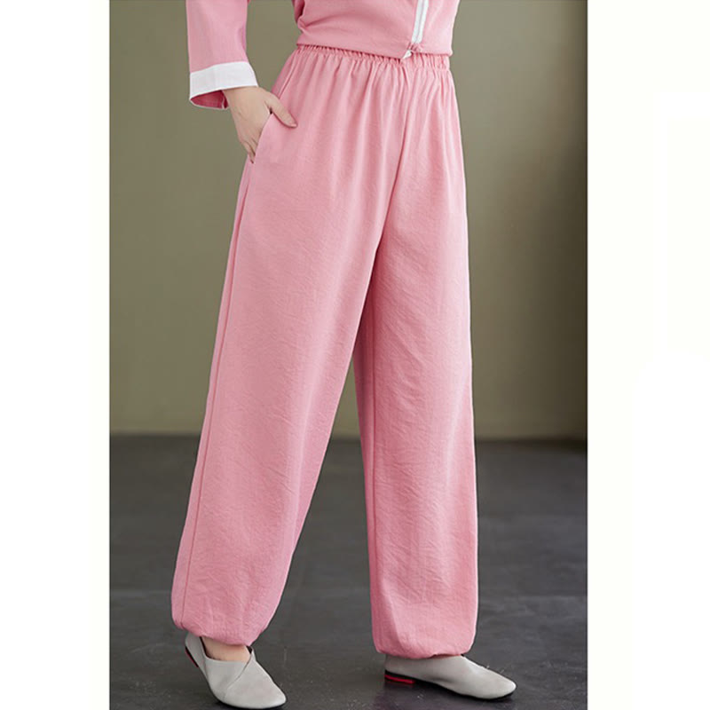 Buddha Stones 2Pcs Vintage Long Sleeve Shirt Top Pants Meditation Zen Tai Chi Cotton Linen Clothing Women's Set - image 8