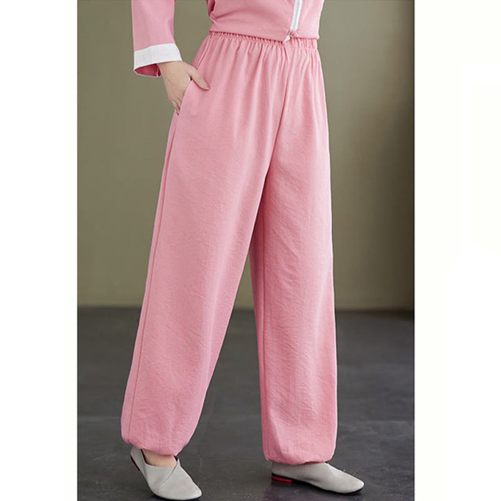 Buddha Stones 2Pcs Vintage Long Sleeve Shirt Top Pants Meditation Zen Tai Chi Cotton Linen Clothing Women's Set - image 8