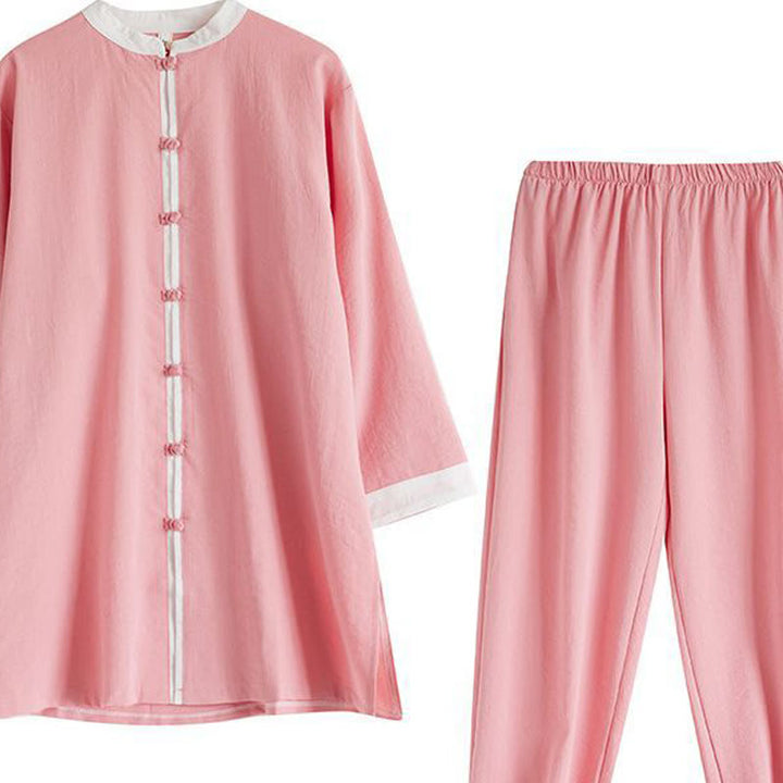 Buddha Stones 2Pcs Vintage Long Sleeve Shirt Top Pants Meditation Zen Tai Chi Cotton Linen Clothing Women's Set - image 11