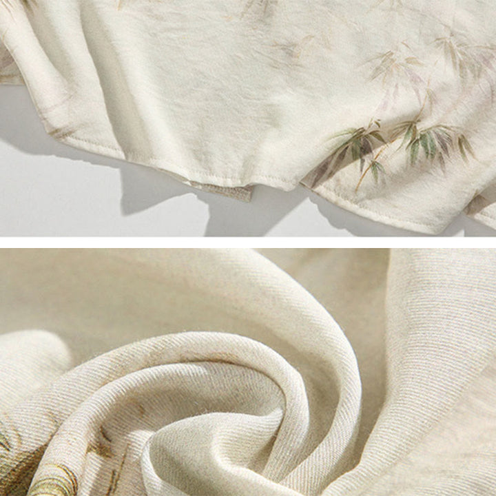 Buddha Stones Green Yellow Bamboo Leaves Print Half Sleeve Shirt Men's T-shirt - image 11