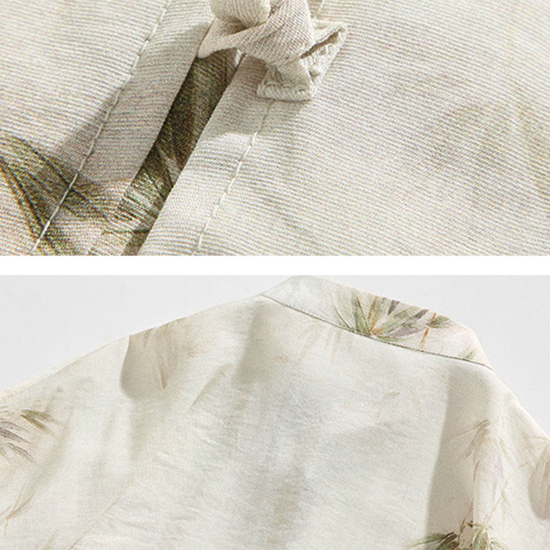 Buddha Stones Green Yellow Bamboo Leaves Print Half Sleeve Shirt Men's T-shirt - image 12