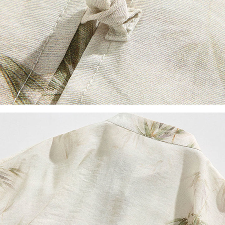 Buddha Stones Green Yellow Bamboo Leaves Print Half Sleeve Shirt Men's T-shirt - image 12