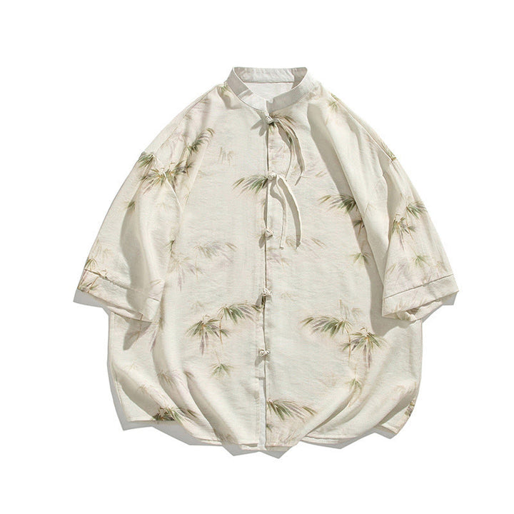 Buddha Stones Green Yellow Bamboo Leaves Print Half Sleeve Shirt Men's T-shirt - image 14