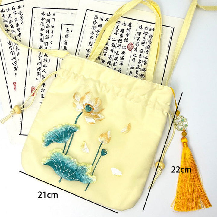 Buddha Stones Lotus Peony Epiphyllum Phoenix Suzhou Embroidery Cotton Linen Tote Crossbody Bag Shoulder Bag Handbag - image 16