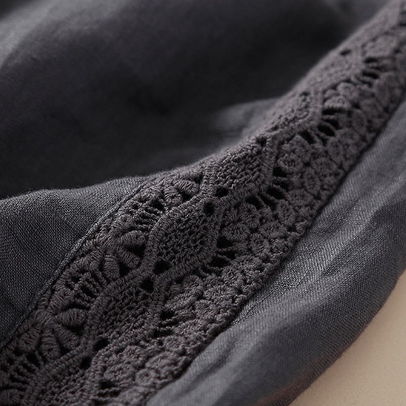 Buddha Stones Solid Color Flower Loose Drawstring Harem Pants With Pockets - image 17