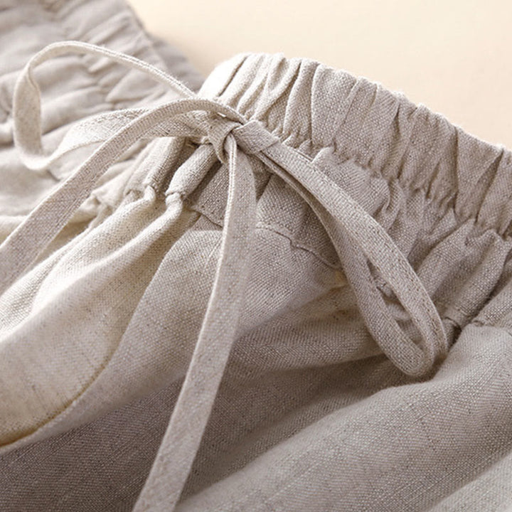 Buddha Stones Solid Color Flower Loose Drawstring Harem Pants With Pockets - image 3