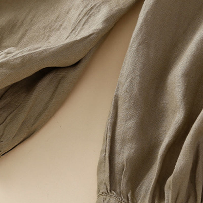 Buddha Stones Solid Color Flower Loose Drawstring Harem Pants With Pockets - image 28