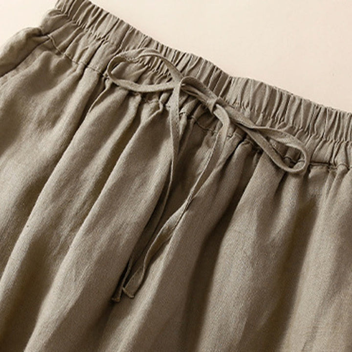 Buddha Stones Solid Color Flower Loose Drawstring Harem Pants With Pockets - image 27