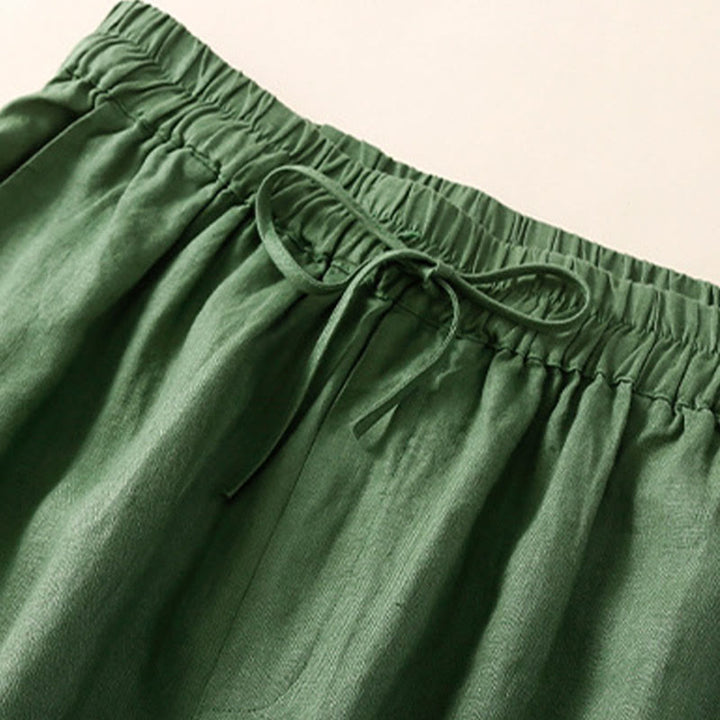 Buddha Stones Solid Color Flower Loose Drawstring Harem Pants With Pockets - image 22