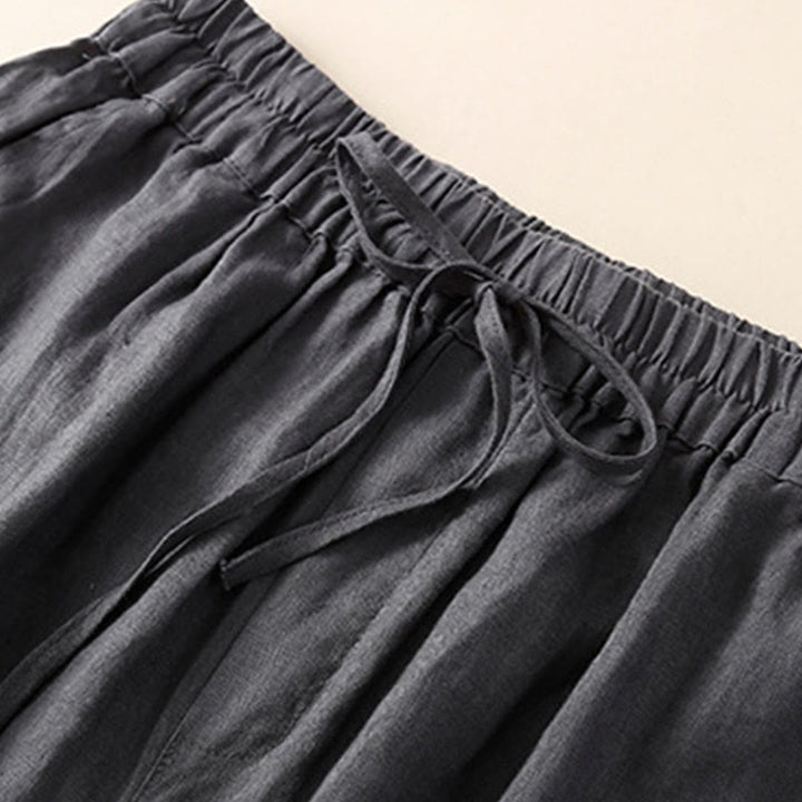 Buddha Stones Solid Color Flower Loose Drawstring Harem Pants With Pockets - image 16