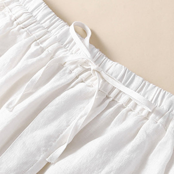 Buddha Stones Solid Color Flower Loose Drawstring Harem Pants With Pockets - image 12