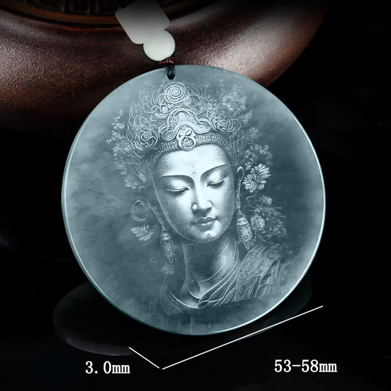 Buddha Stones Kwan Yin Avalokitesvara Jade Abundance String Necklace Pendant - image 4