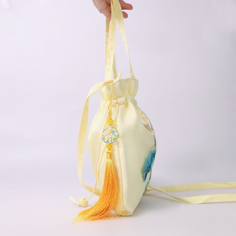 Buddha Stones Lotus Peony Epiphyllum Phoenix Suzhou Embroidery Cotton Linen Tote Crossbody Bag Shoulder Bag Handbag - image 15