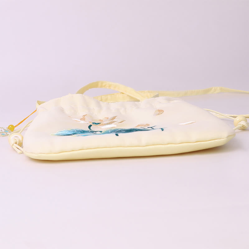 Buddha Stones Lotus Peony Epiphyllum Phoenix Suzhou Embroidery Cotton Linen Tote Crossbody Bag Shoulder Bag Handbag - image 13