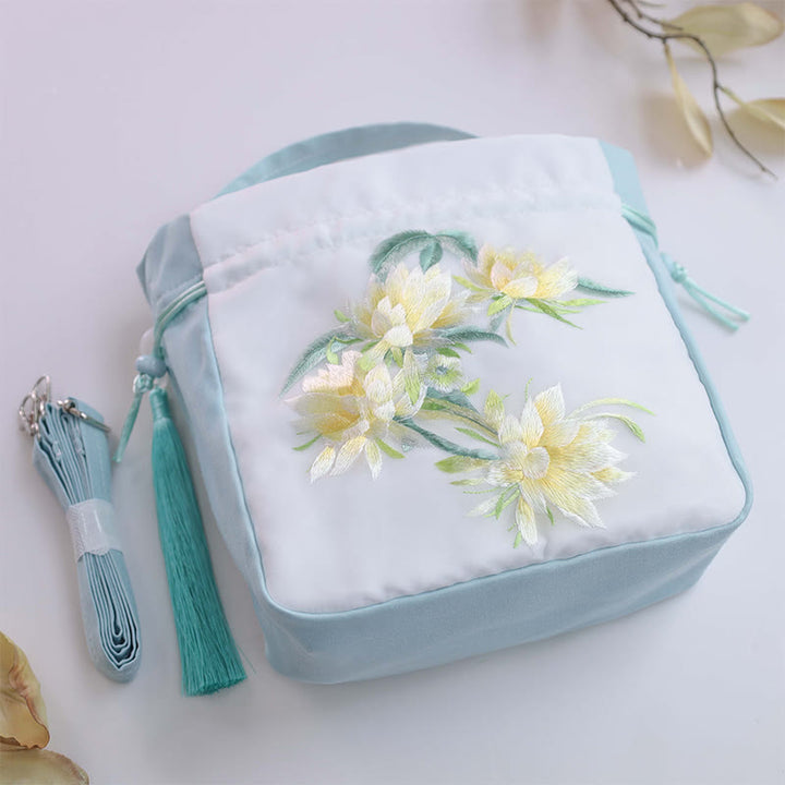 Buddha Stones Suzhou Embroidery Rabbit Lotus Epiphyllum Peony Magnolia Silk Tote Crossbody Bag Shoulder Bag Handbag - image 2